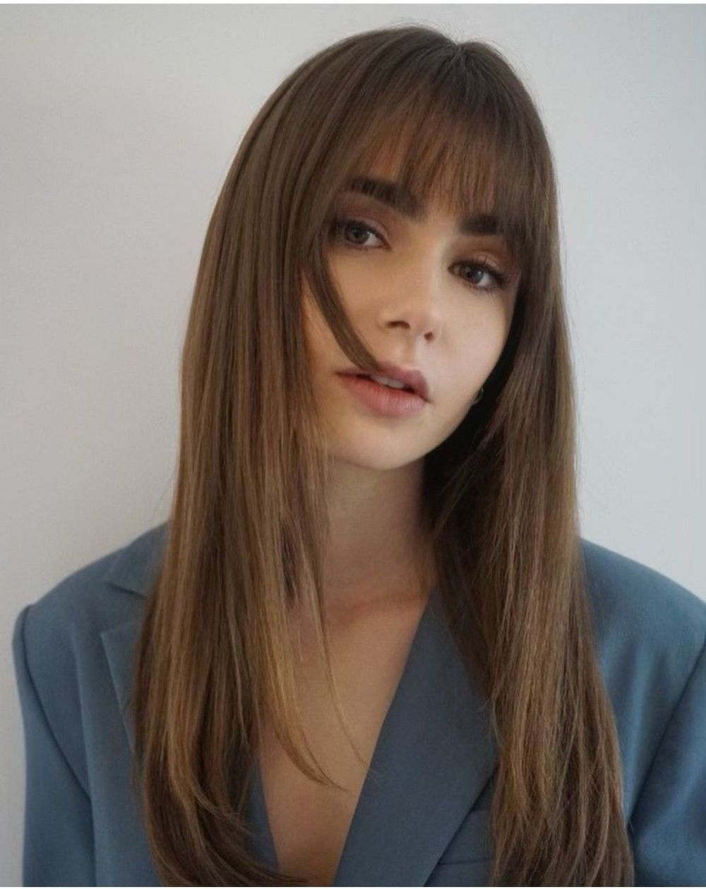 French Hairstyles Long sleek and straight lilycollins