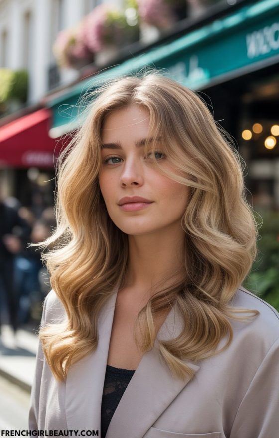 French wavy hairstyles woman Soft Cascading Blonde Waves