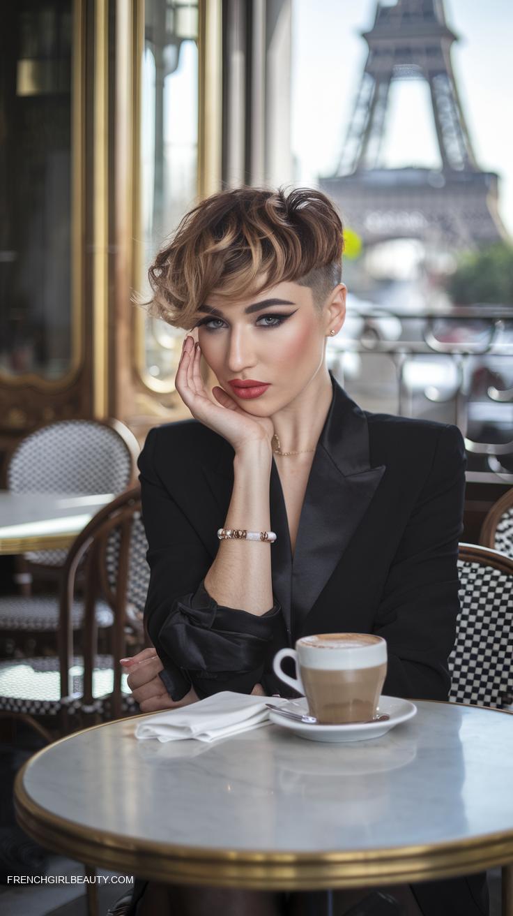 pixie cuts Edgy undercut with soft curly top