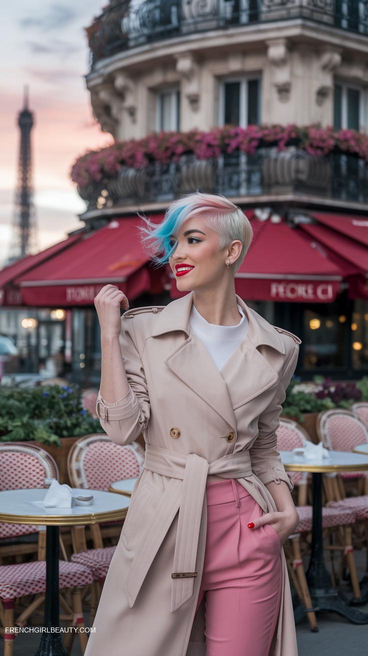 pixie cuts Undercut pixie with vibrant color pops