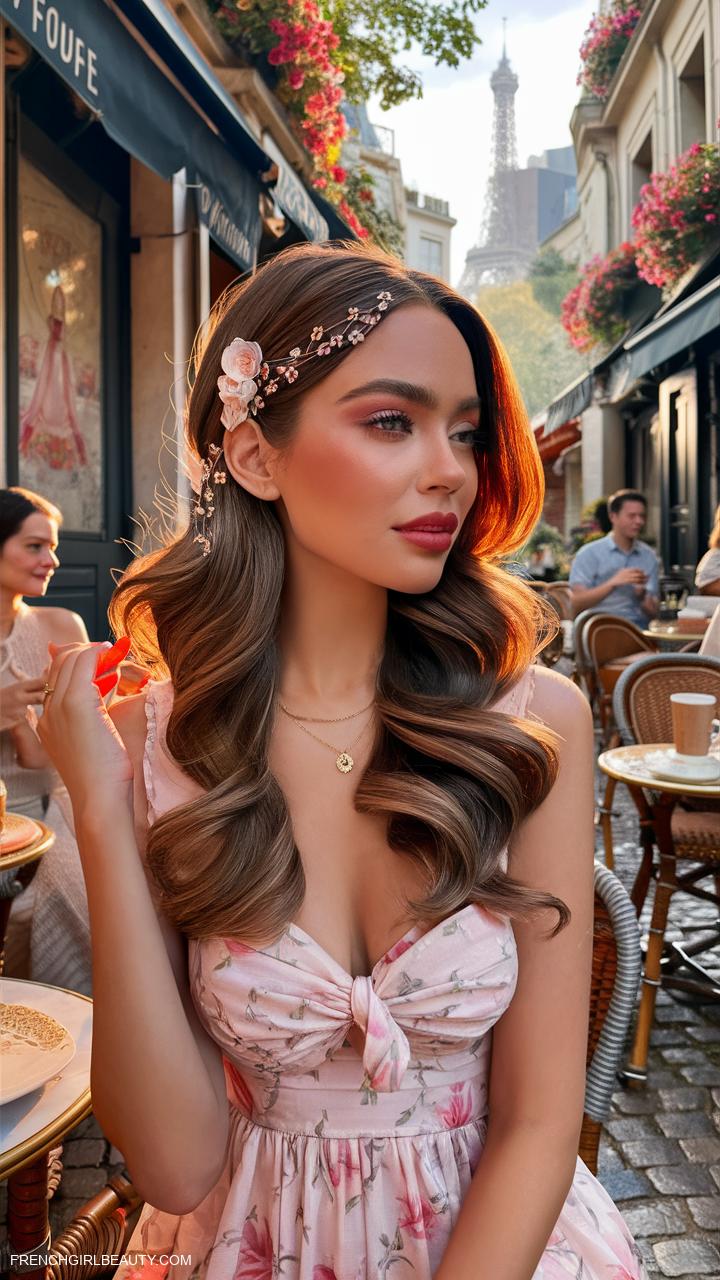 wavy hairstyles Chic bohemian waves adorned with floral clips