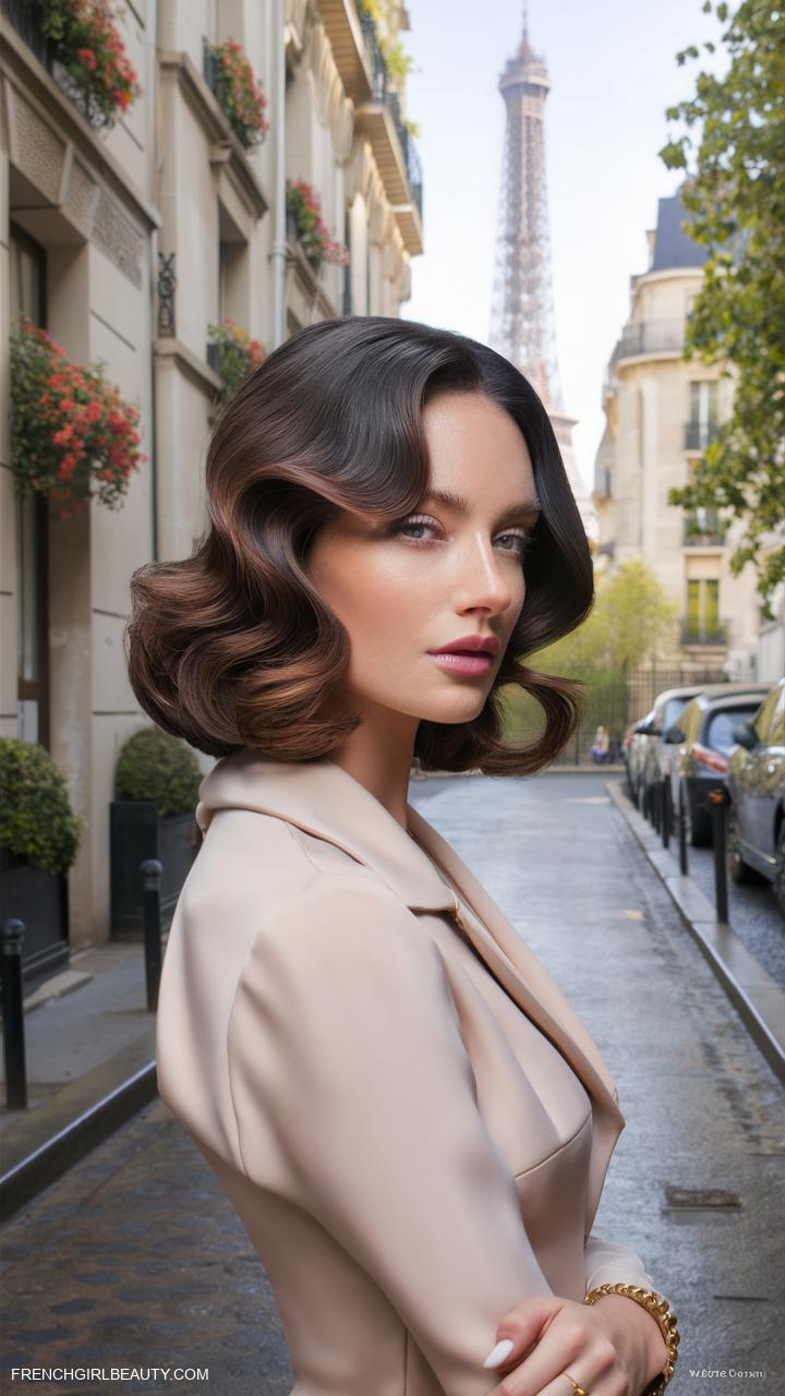 wavy hairstyles Glossy waves with a modern middle part