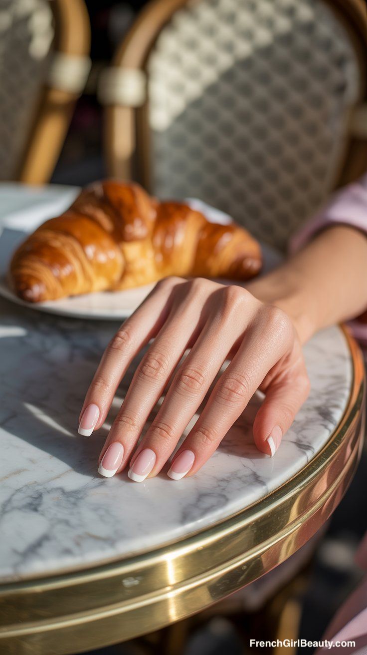 Simple french manicure in paris